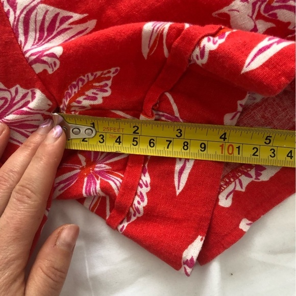 Joie High Rise Linen Red Tropical Floral Shorts sz 10 - Picture 6 of 6